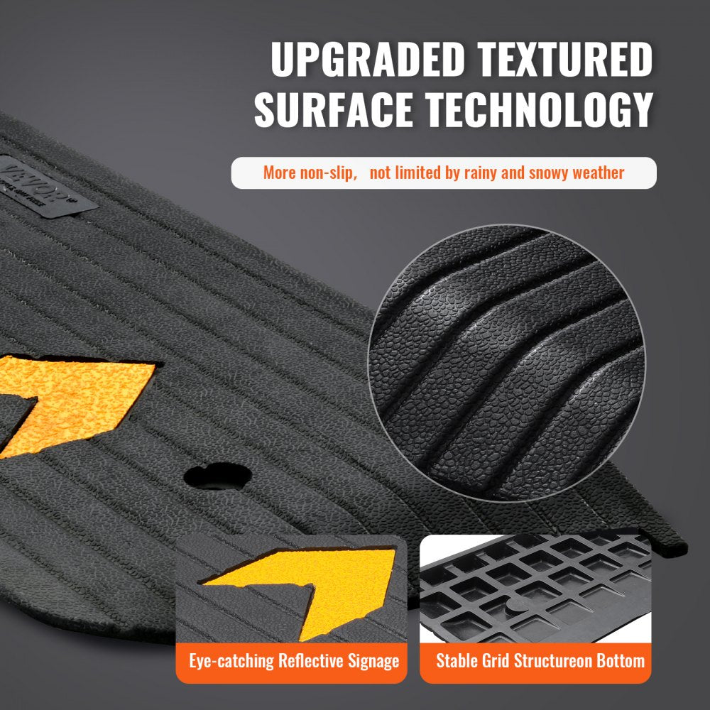 VEVOR Upgraded Rubber Threshold Ramp, 1" Rise Wheelchair Ramp Doorway, Natural Curb Ramp Rated 33069 lbs Load Capacity, Non-Slip Textured Surface Rubber Curb Ramp for Wheelchair and Scooter 