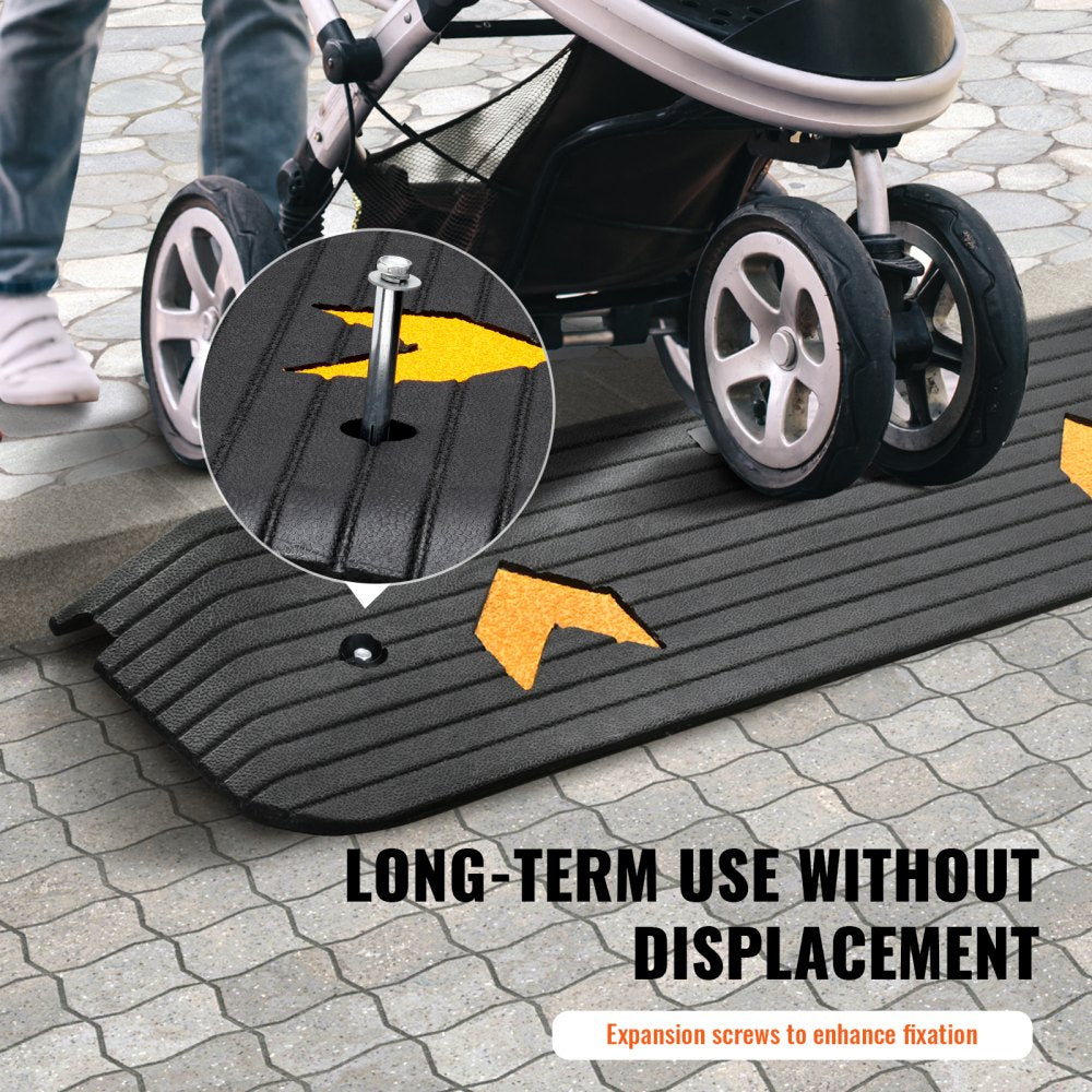 VEVOR Upgraded Rubber Threshold Ramp, 1" Rise Wheelchair Ramp Doorway, Natural Curb Ramp Rated 33069 lbs Load Capacity, Non-Slip Textured Surface Rubber Curb Ramp for Wheelchair and Scooter 