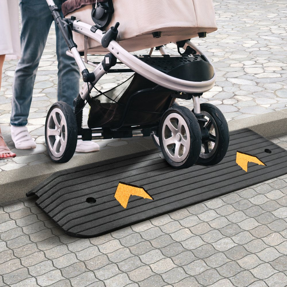 VEVOR Upgraded Rubber Threshold Ramp, 1" Rise Wheelchair Ramp Doorway, Natural Curb Ramp Rated 33069 lbs Load Capacity, Non-Slip Textured Surface Rubber Curb Ramp for Wheelchair and Scooter 