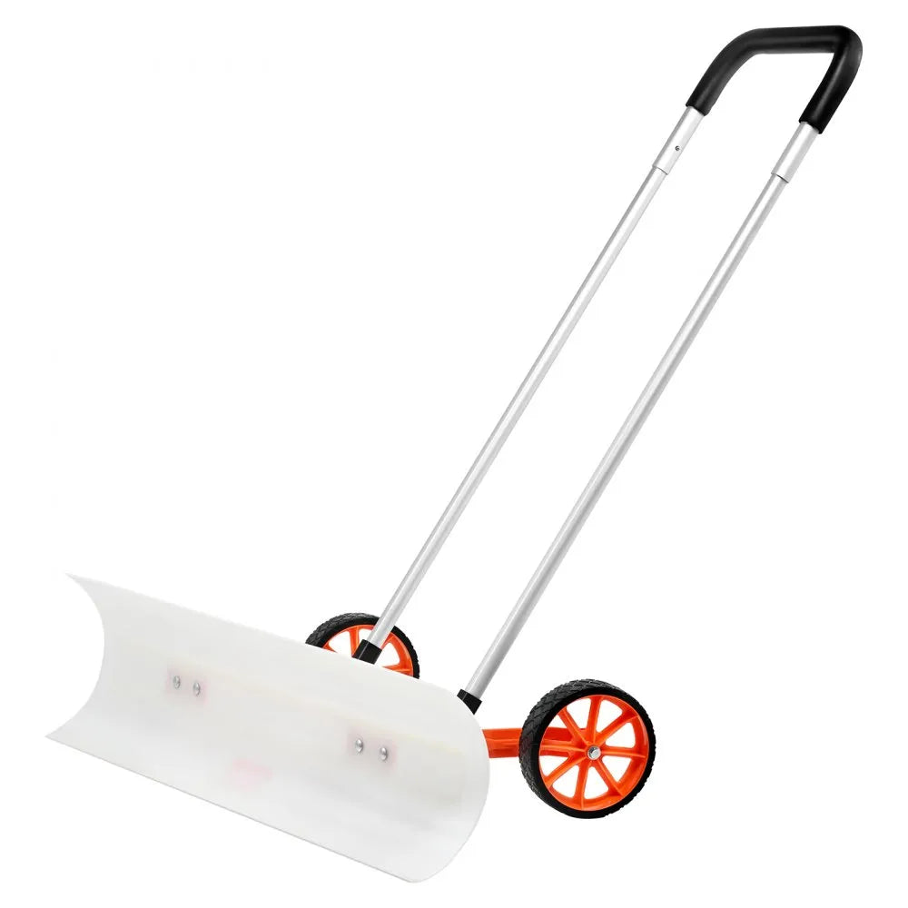 37-Inch Snow Shovel with Wheels, Wide ABS Blade and U-Shaped Aluminum Handle