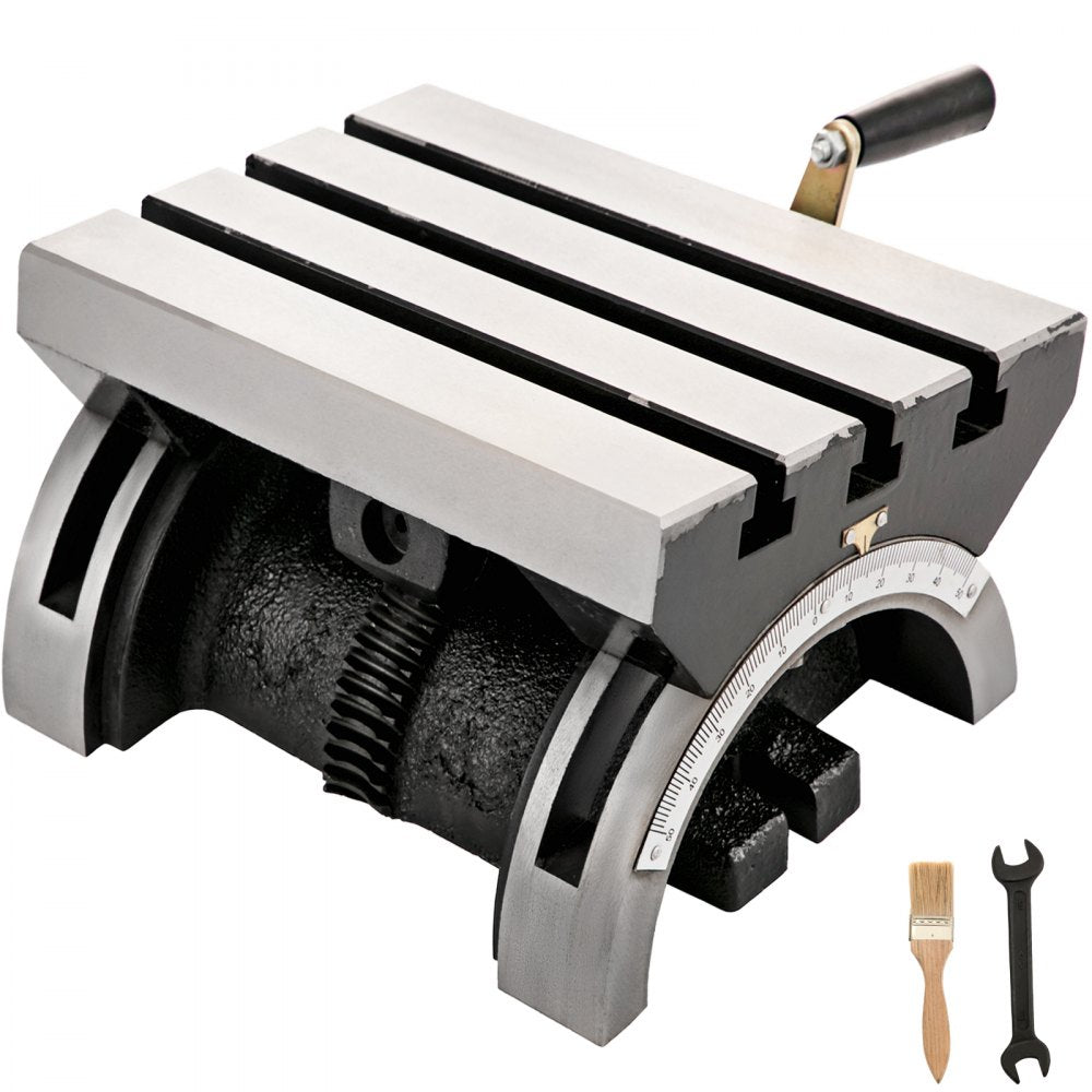 VEVOR Tilting Milling Table 7x5inch Tilting Angle Milling Machine 0-90°Adjustable Swivel Angle Plate with 3 T-slots and an Adjustable Crank Handle Heavy Duty Tilting Milling Machine for Grinding 