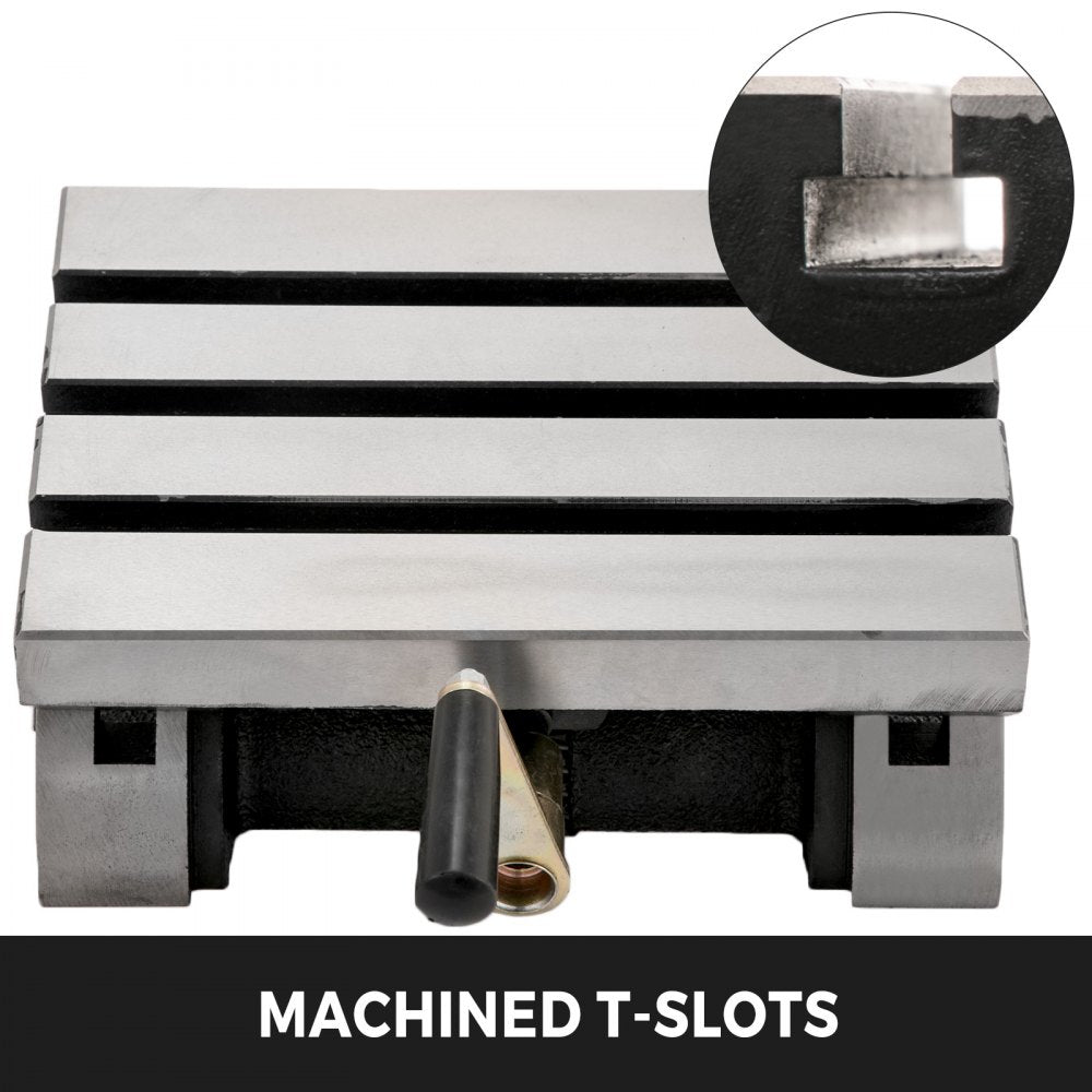 VEVOR Tilting Milling Table 7x5inch Tilting Angle Milling Machine 0-90°Adjustable Swivel Angle Plate with 3 T-slots and an Adjustable Crank Handle Heavy Duty Tilting Milling Machine for Grinding 
