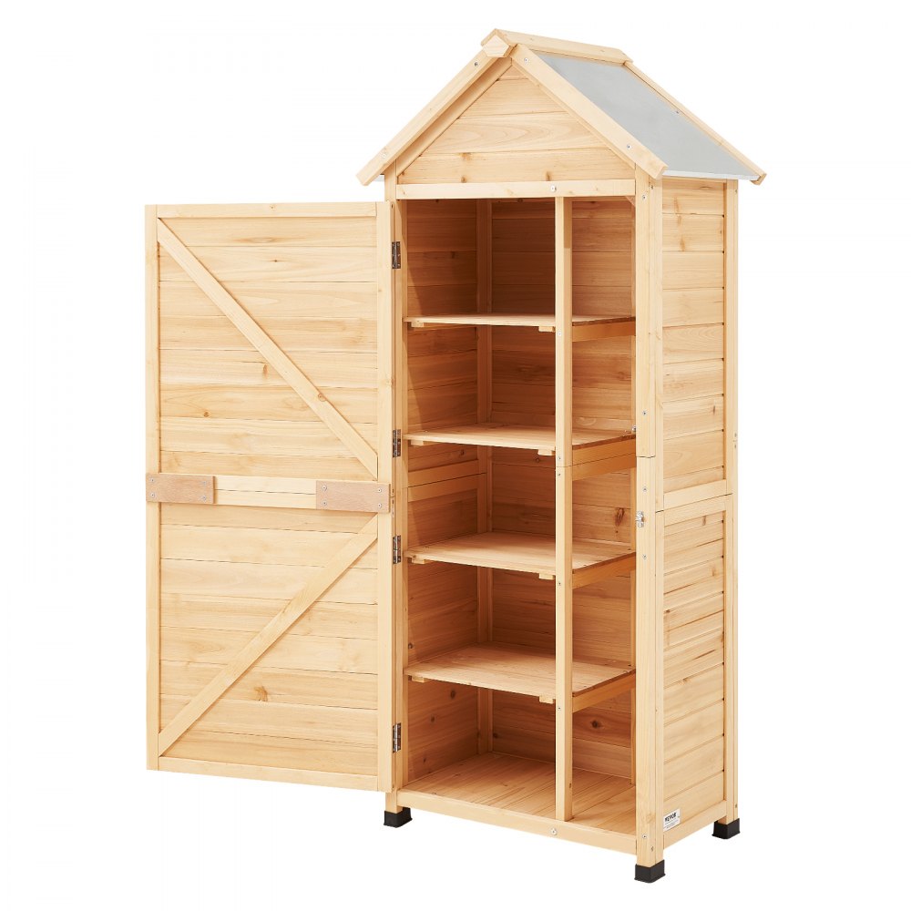 VEVOR Outdoor Wooden Storage Shed Waterproof Garden Tool Shed 28x63 inch 