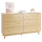 6 Drawer Dresser, Modern Wooden Storage Chest with Metal Handles & Anti-Tip Device, Light Wood