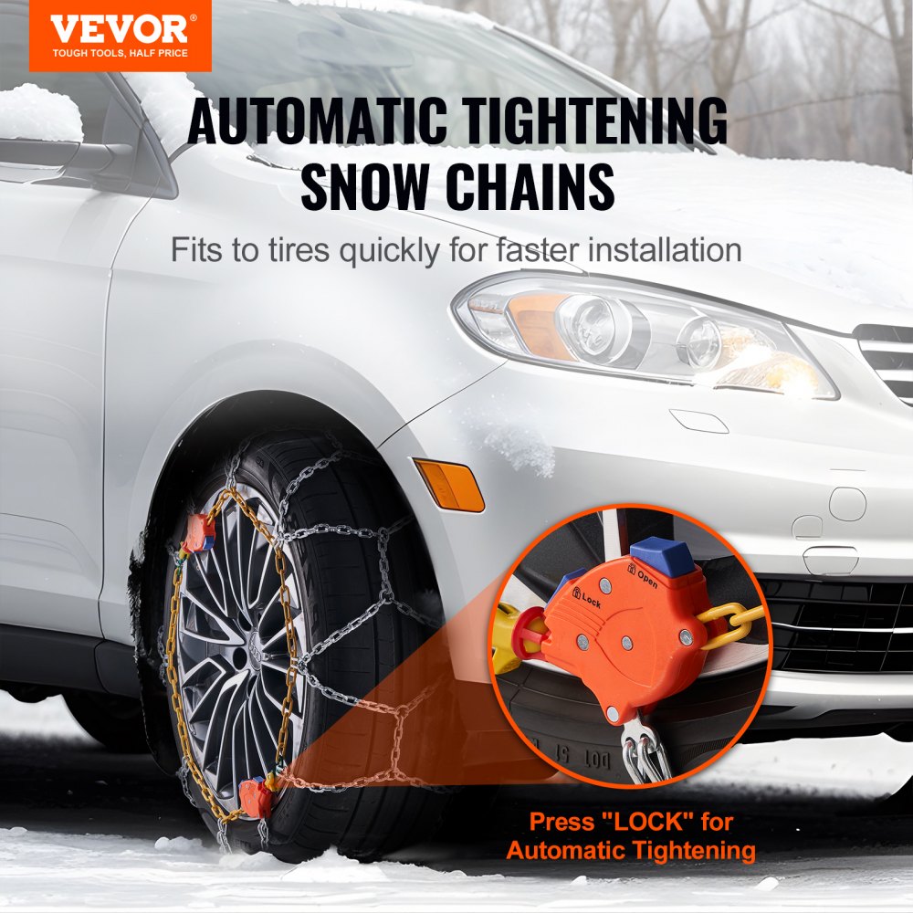 VEVOR Auto Tightening Snow Chains Diamond Mesh Anti-slip Traction Wheel Chains 