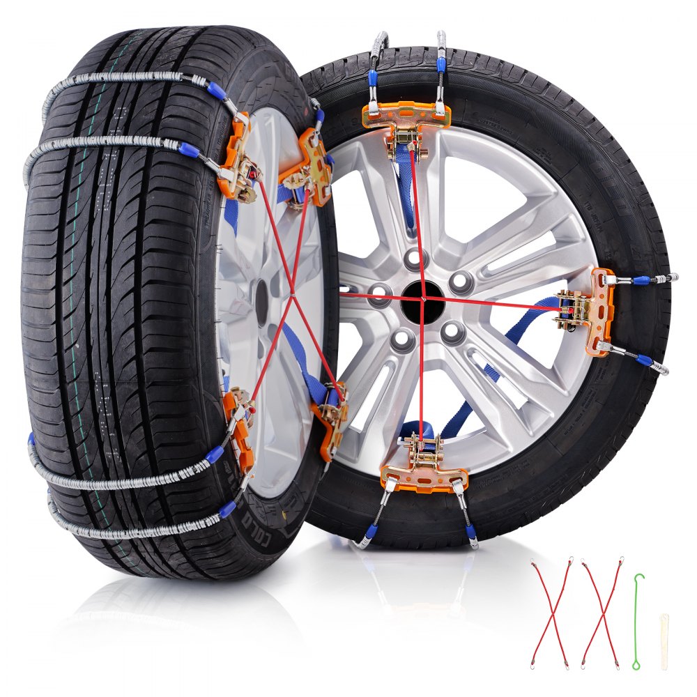VEVOR 8 PCS Snow Chains Tire Width 9.2-11.2in/235-28mm for Car/Pickup/SUV/Truck 