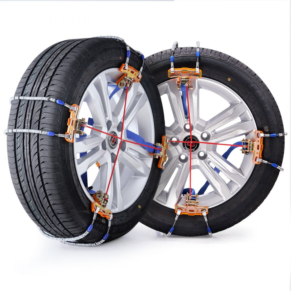 VEVOR 8 PCS Snow Chains Tire Width 9.2-11.2in/235-28mm for Car/Pickup/SUV/Truck 