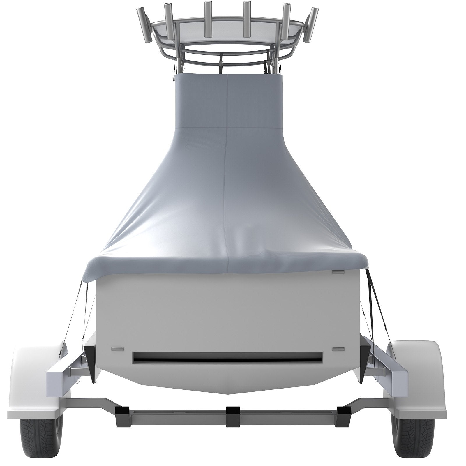 VEVOR T-Top Boat Cover, Fit for 16\'-18.5\' Boat, Heavy Duty 600D Marine Grade Oxford Hard Top Cover, UV Resistant Waterproof Center Console Boat Cover w/ 2 Support Poles and 5 Wind-Proof Straps, Gray 
