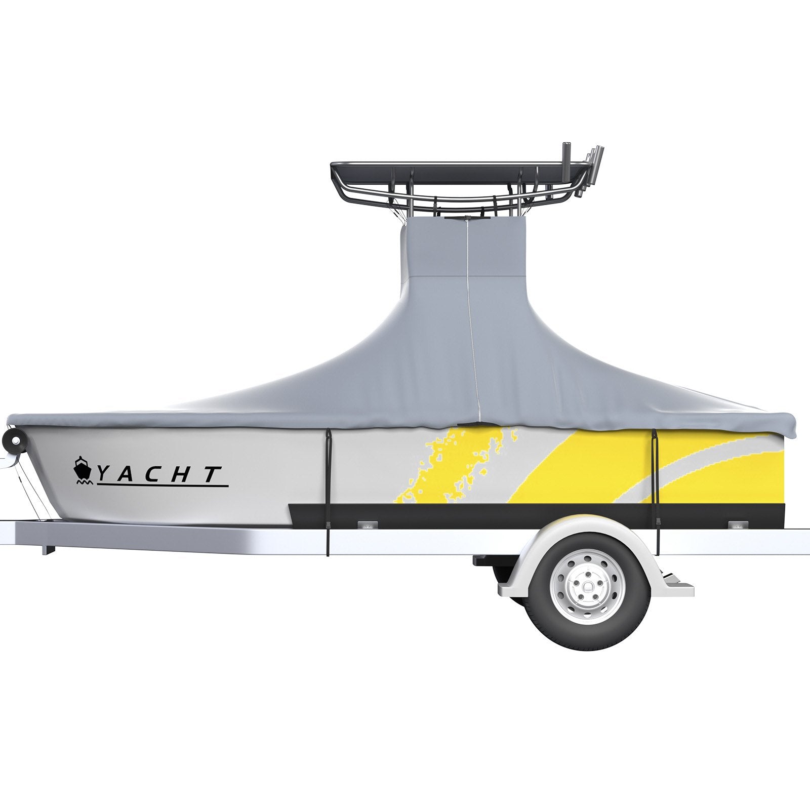 VEVOR T-Top Boat Cover, Fit for 20\'-22\' Boat, Heavy Duty 600D Marine Grade Oxford Hard Top Cover, UV Resistant Waterproof Center Console Boat Cover w/ 2 Support Poles and 7?Wind-Proof Straps, Gray 