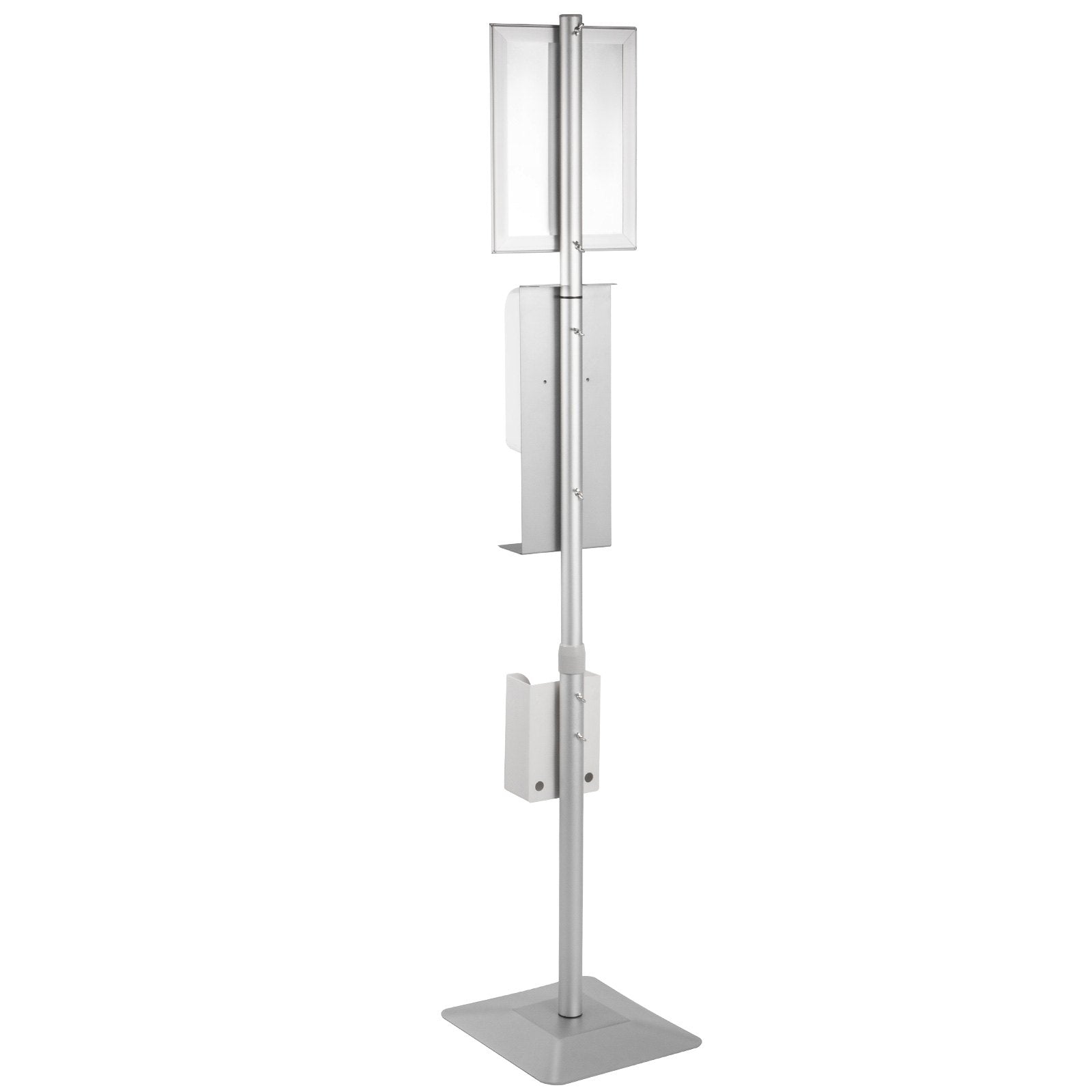 VEVOR Automatic Hand Dispenser with Stand, Infrared Sensing Sanitizing Station with Signboard & Tissue Box, 1000 mL Hand Sanitizer Dispenser, 55''-63'' H Hand Sanitizer Stand for Home & Public Areas 