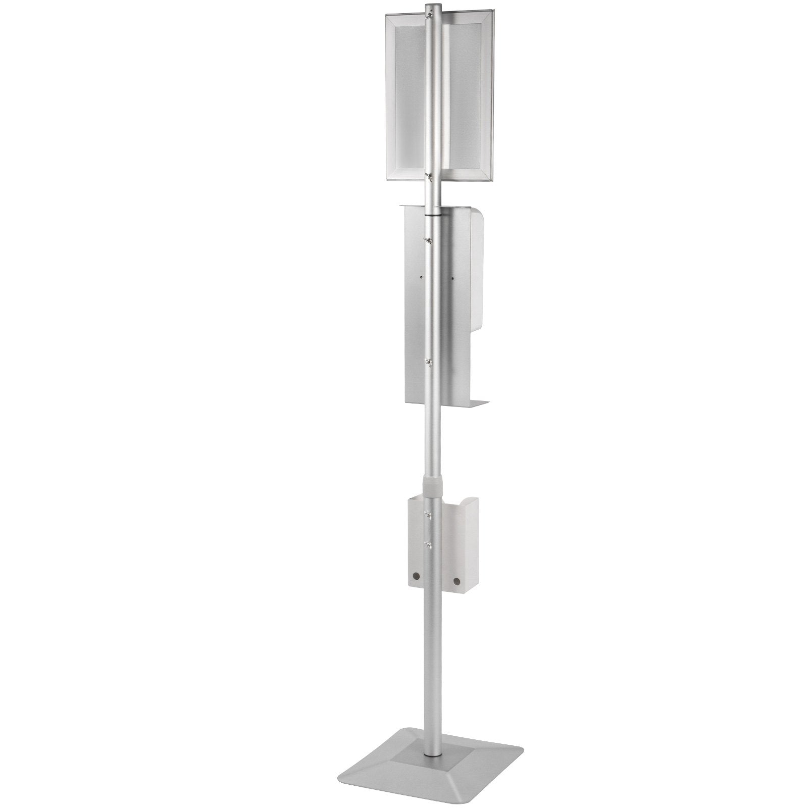 VEVOR Automatic Hand Dispenser with Stand, Infrared Sensing Sanitizing Station with Signboard & Tissue Box, 1000 mL Hand Sanitizer Dispenser, 55''-63'' H Hand Sanitizer Stand for Home & Public Areas 