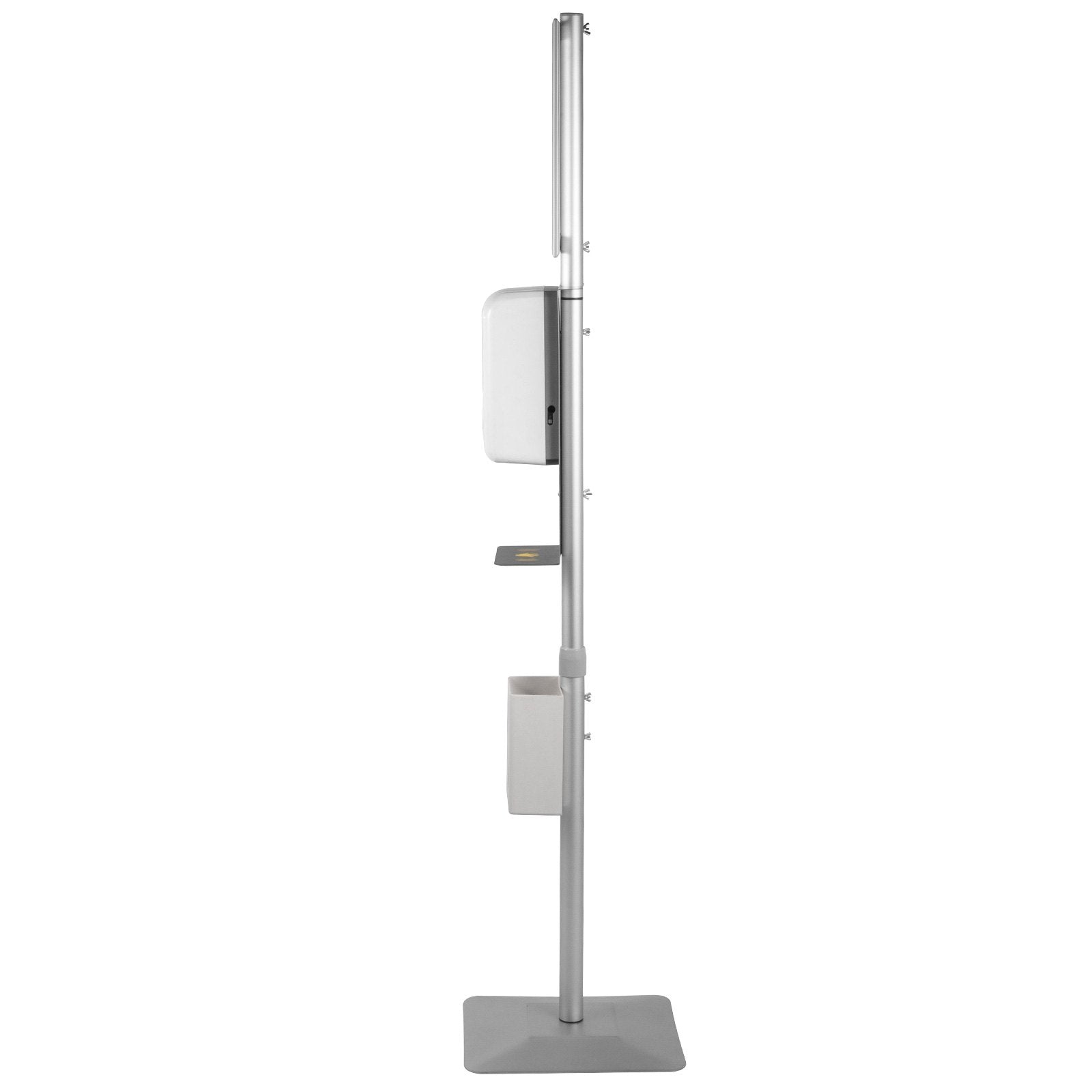 VEVOR Automatic Hand Dispenser with Stand, Infrared Sensing Sanitizing Station with Signboard & Tissue Box, 1000 mL Hand Sanitizer Dispenser, 55''-63'' H Hand Sanitizer Stand for Home & Public Areas 