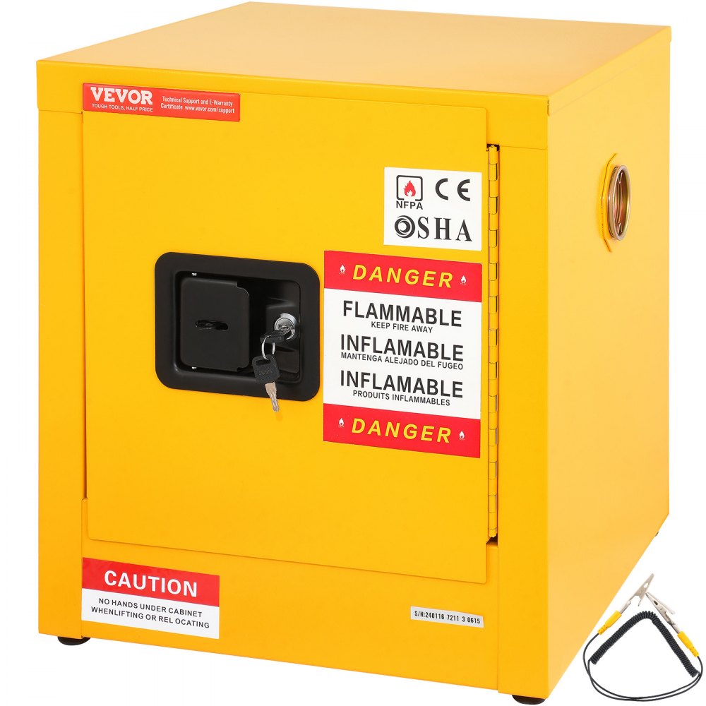 VEVOR Flammable Cabinet 17\" x 17\" x 18\", Galvanized Steel Safety Cabinet, Adjustable Shelf Flammable Storage Cabinet, for Commercial Industrial and Home Use 