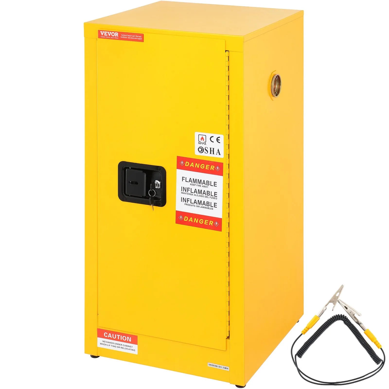 VEVOR Flammable Cabinet 18.1" x 18.1" x 35.4" Galvanized Steel  Safety Cabinet Adjustable Shelf Flammable Storage Cabinet for Flammable Liquids