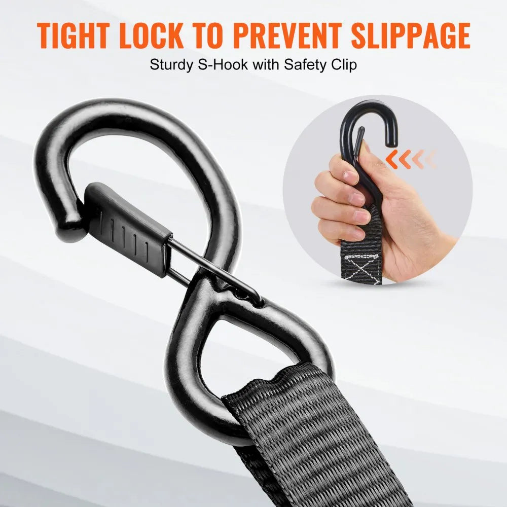 VEVOR Ratchet Tie Down Straps (4PK), 5208 lb Max Break Strength, Includes 4 Premium 1.6" x 8' Rachet Tie Downs with Padded Handles, for Moving Securing Cargo, Appliances, Lawn Equipment, Motorcycle