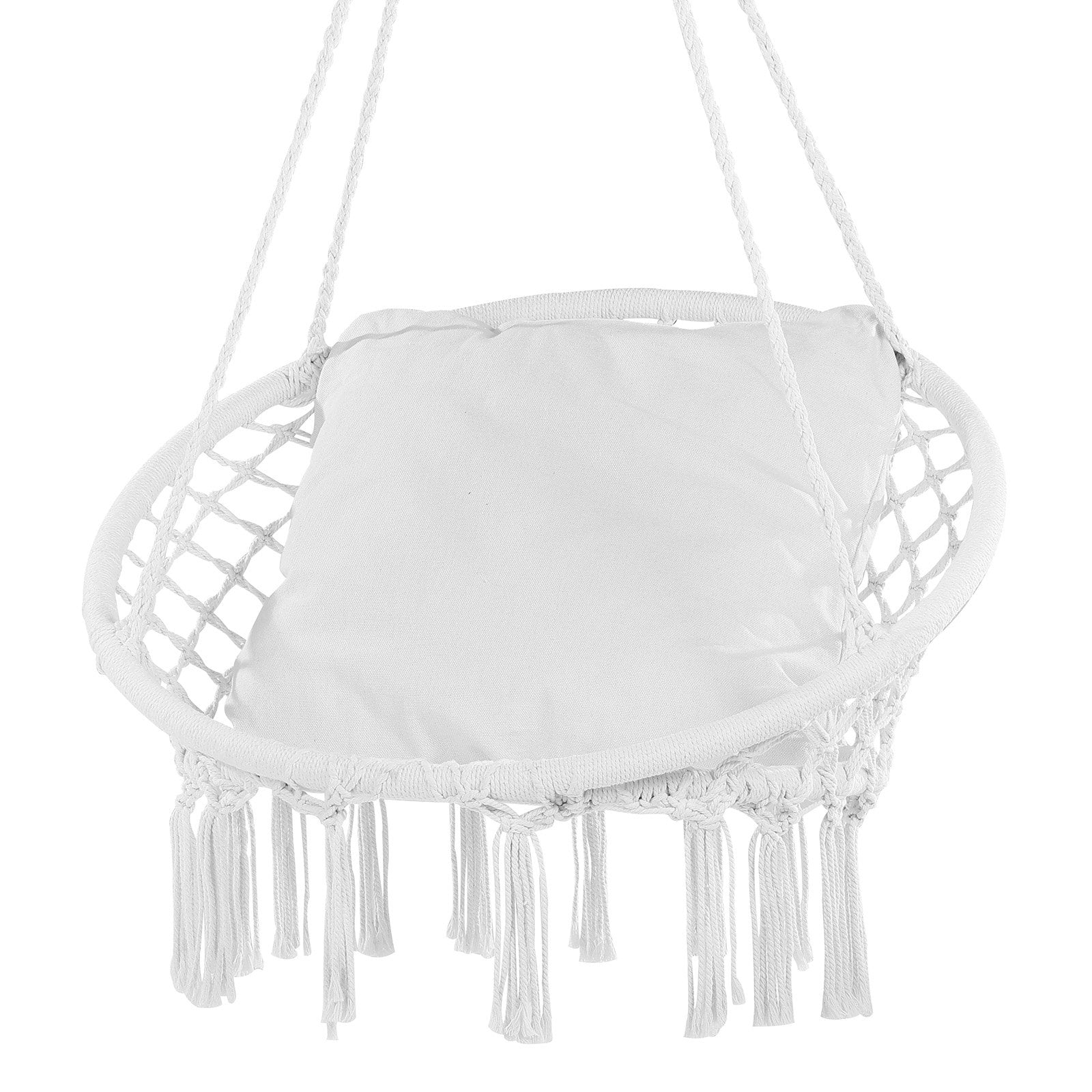 VEVOR Hammock Swinging Chair Macramé Hanging Chair with Cushion Indoor & Outdoor 