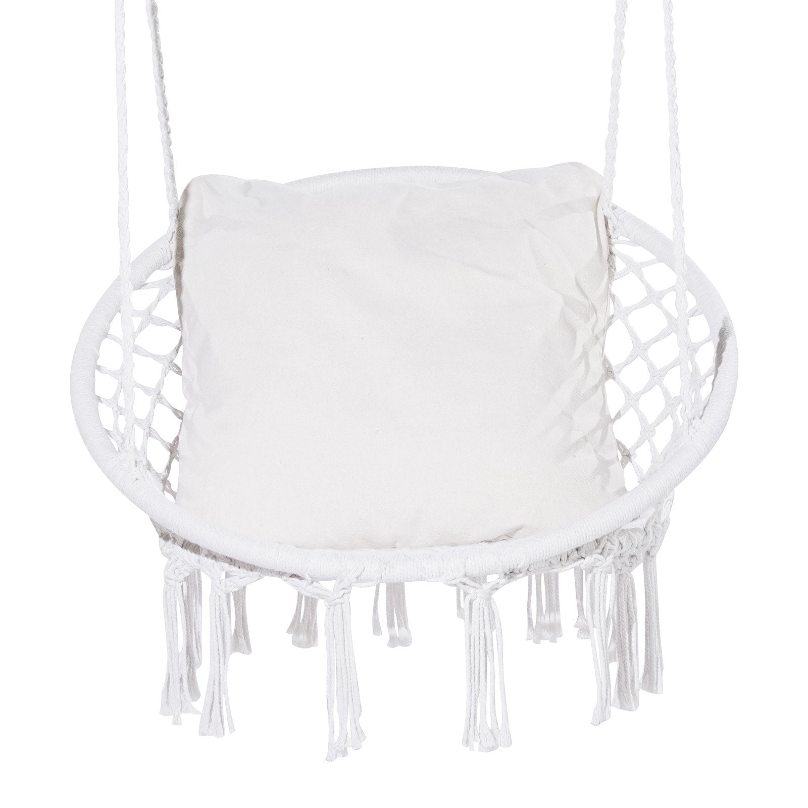 VEVOR Hammock Swinging Chair Macramé Hanging Chair with Cushion Indoor & Outdoor 