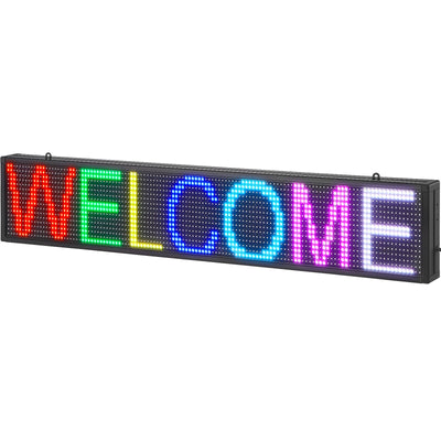 VEVOR Programmable LED Sign, P10 Full Color LED Scrolling Panel, DIY Custom Text Animation Pattern Display Board, WIFI USB Control Message Shop Sign for Store Business Party Bar Advertising, 39"x7.5" 