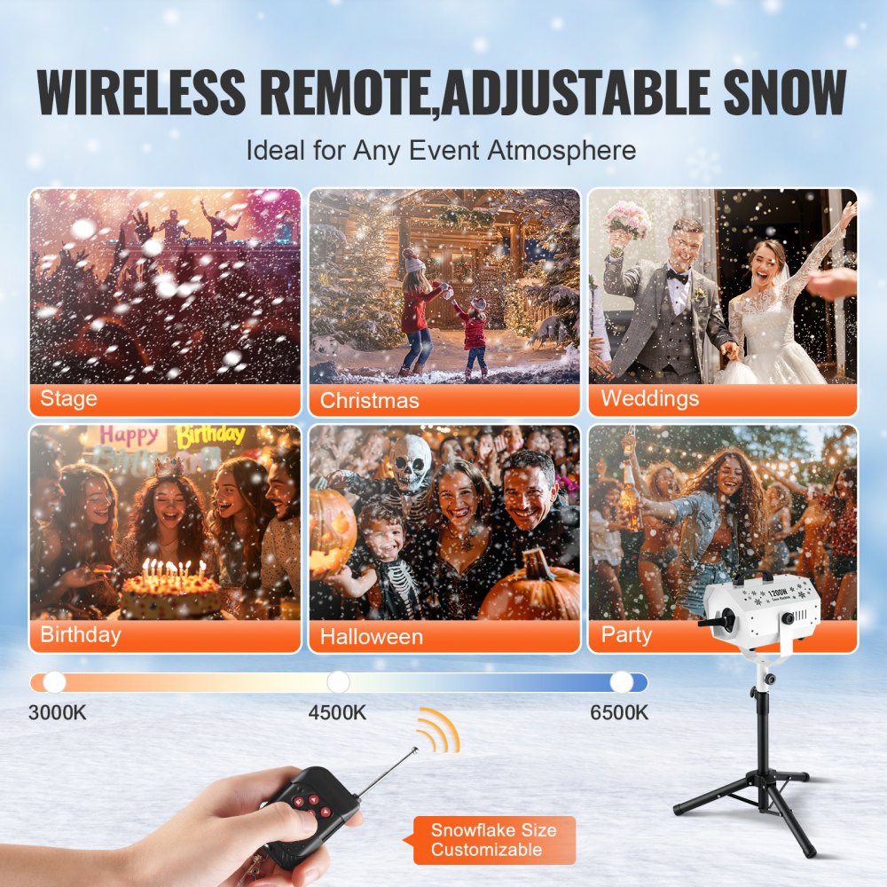 VEVOR Snow Machine 1200W Snow Making Machine with Height Adjustable Stand 