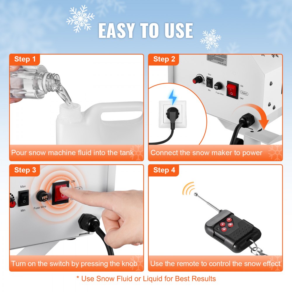 VEVOR Snow Machine 1200W Snow Making Machine with Height Adjustable Stand 