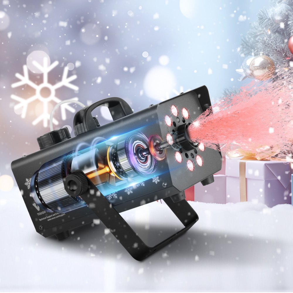 VEVOR Snow Machine 800W Handheld Hanging Snow Maker with LED Light for Holidays 