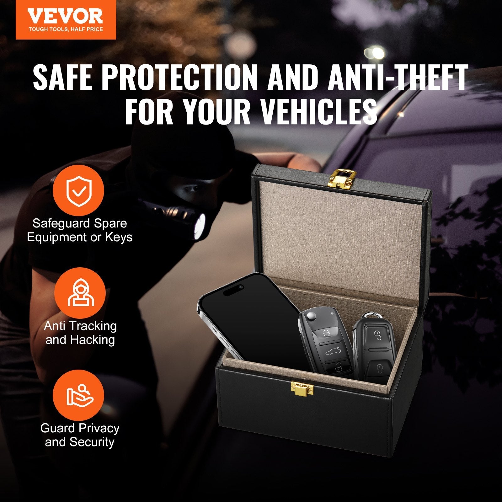 VEVOR Faraday Box Signal Blocking Holder for 5~8 Car Keys Key Safe Protector 