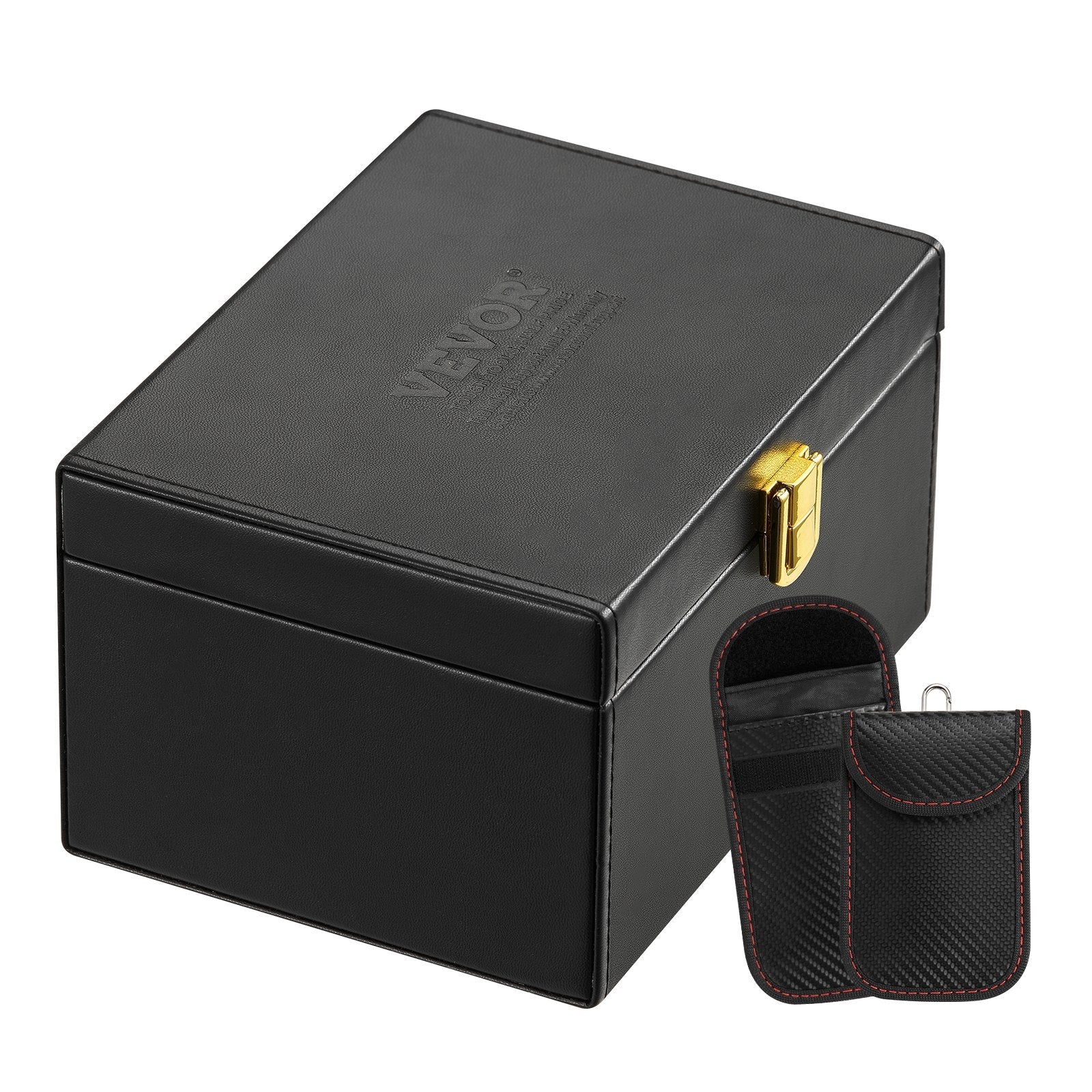 VEVOR Faraday Box Signal Blocking Holder for 5~8 Car Keys with 2 Key Bags Black 