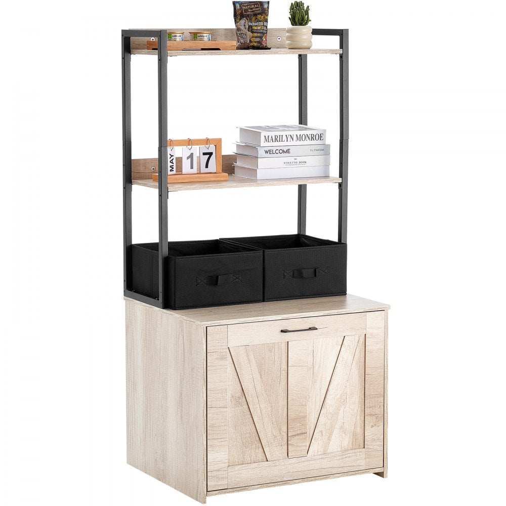 VEVOR Cat Litter Box Enclosure Litter Box Furniture Hidden 2 Shelves & 2 Baskets 