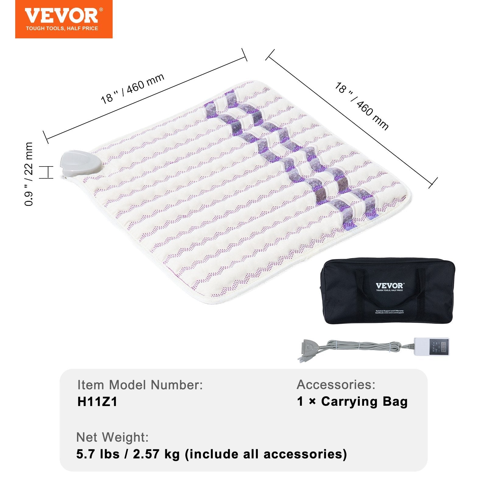 VEVOR Far Infrared Heating Pad Amethyst Gemstones Heating Mat with Negative Ions 