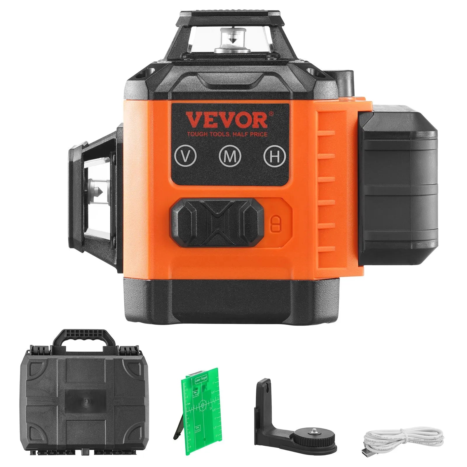 VEVOR Laser Level, 100ft, Self Leveling Manual Green 3 x 360° Cross Line Laser, IP54 Waterproof Remote Control Manual Self-leveling Mode & 8h Continuous Working Time Line Laser, Battery and Stand Incl