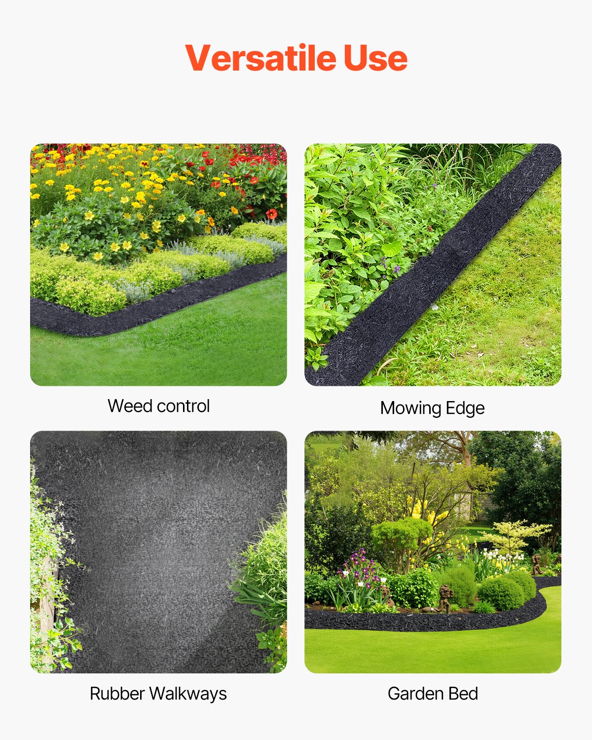 VEVOR Rubber Mulch Roll for Landscaping 120 x 4.5in Rubber Mulch Mat Pathway 