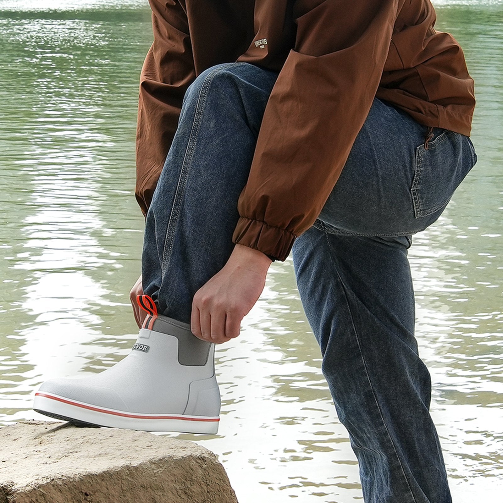 VEVOR Men's Ankle Deck Boots Waterproof Anti-Slip Work Rain Boots Size 12 US 