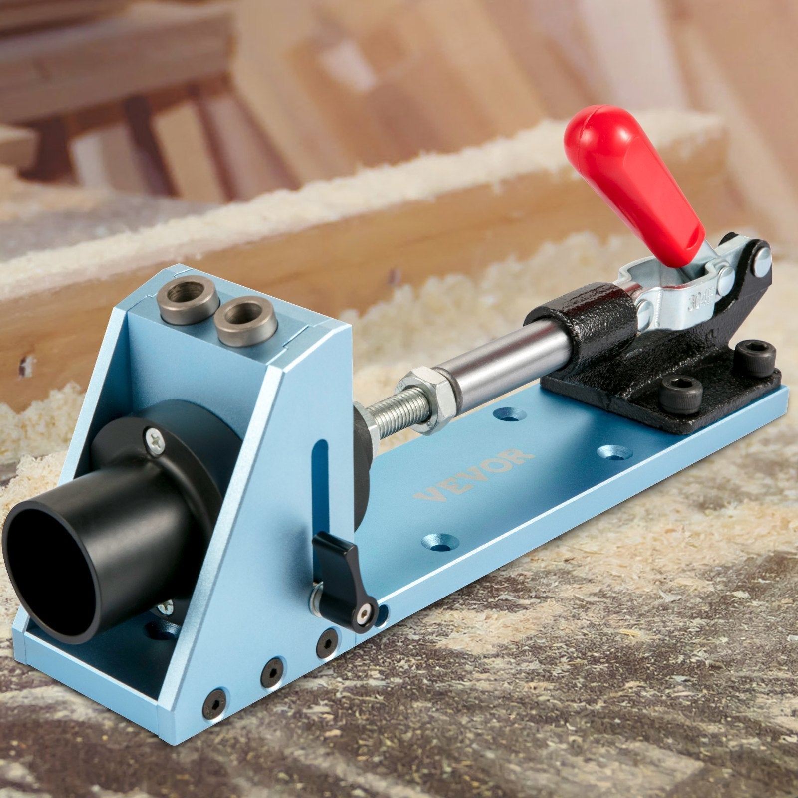 VEVOR Pocket Hole Jig Kit, M4 Adjustable & Easy to Use Joinery Woodworking System, Professional and Upgraded Aluminum, Wood Guides Joint Angle Tool w/Drill Bit Hex Key Screws for DIY Carpentry 