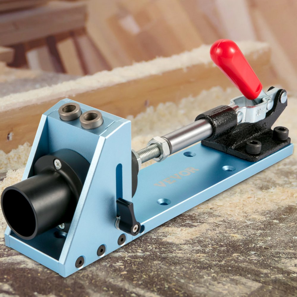 VEVOR Pocket Hole Jig Kit, Professional and Upgraded Aluminum, Adjustable & Easy to Use Joinery Woodworking System, Wood Guides Joint Angle Tool with Clamping Pliers Screw for DIY Carpentry Projects 