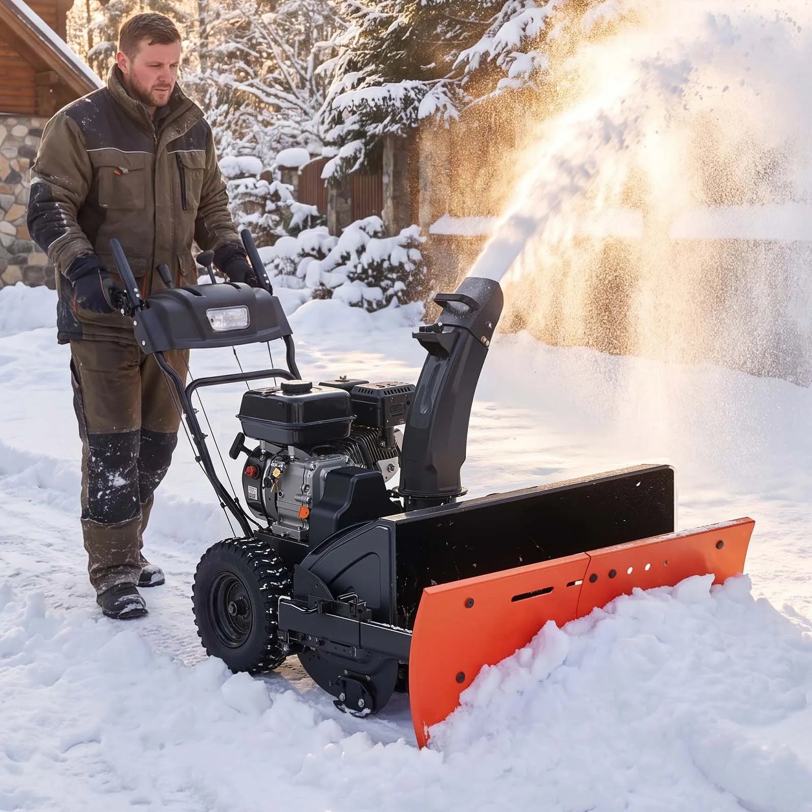 Universal Snow Plow Attachment 22–32 in – Adjustable Steel Blade for Snowblowers