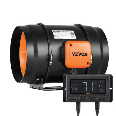 VEVOR 8 Inch Inline Duct Fan HVAC Exhaust Blower Kit EC Variable Speed Control 