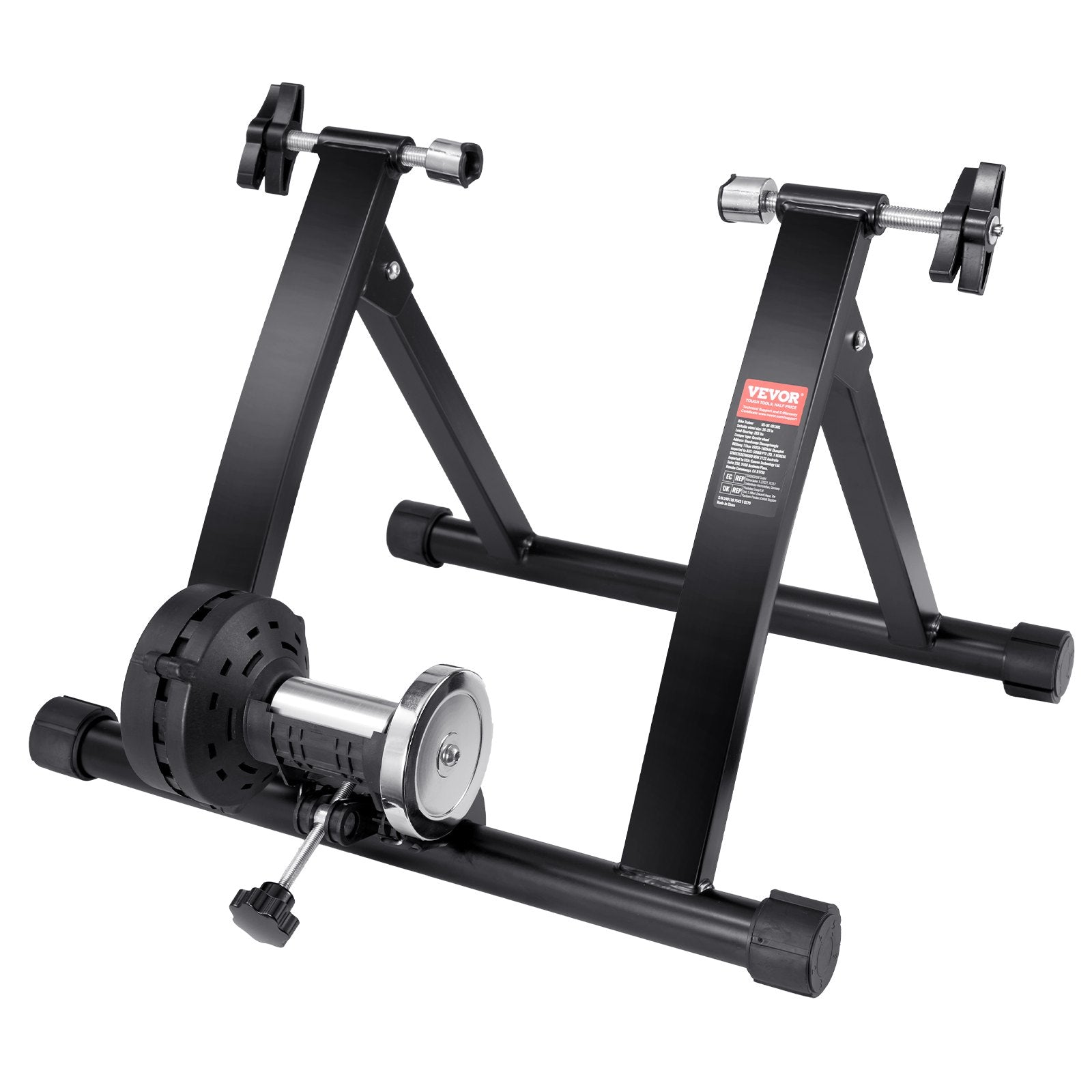 VEVOR Bike Trainer Stand, Magnetic Stationary Bike Stand for 26"-29" Wheels, Noise Reduction Flywheel Motor, Protable Cycling for Indoor Riding Exercise, with Quick-Release Lever & Front Wheel Riser 
