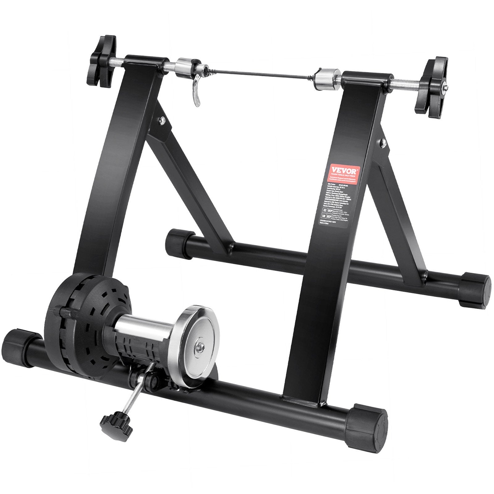 VEVOR Bike Trainer Stand, Magnetic Stationary Bike Stand for 26"-29" Wheels, Noise Reduction Flywheel Motor, Protable Cycling for Indoor Riding Exercise, with Quick-Release Lever & Front Wheel Riser 