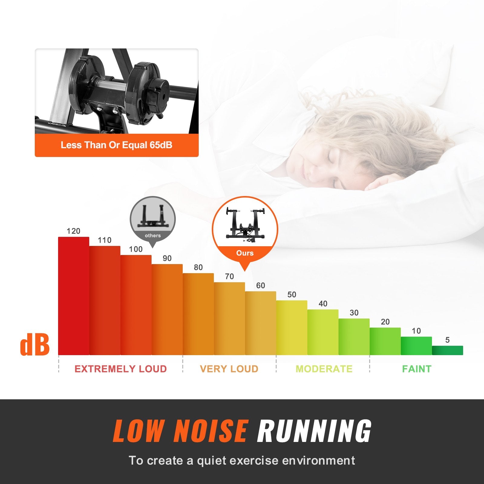 VEVOR Bike Trainer Stand, Magnetic Stationary Bike Stand for 26"-29" Wheels, 8 Resistance Settings, Low Noise Motor, Protable for Indoor Riding Exercise, with Quick-Release Lever & Front Wheel Riser 