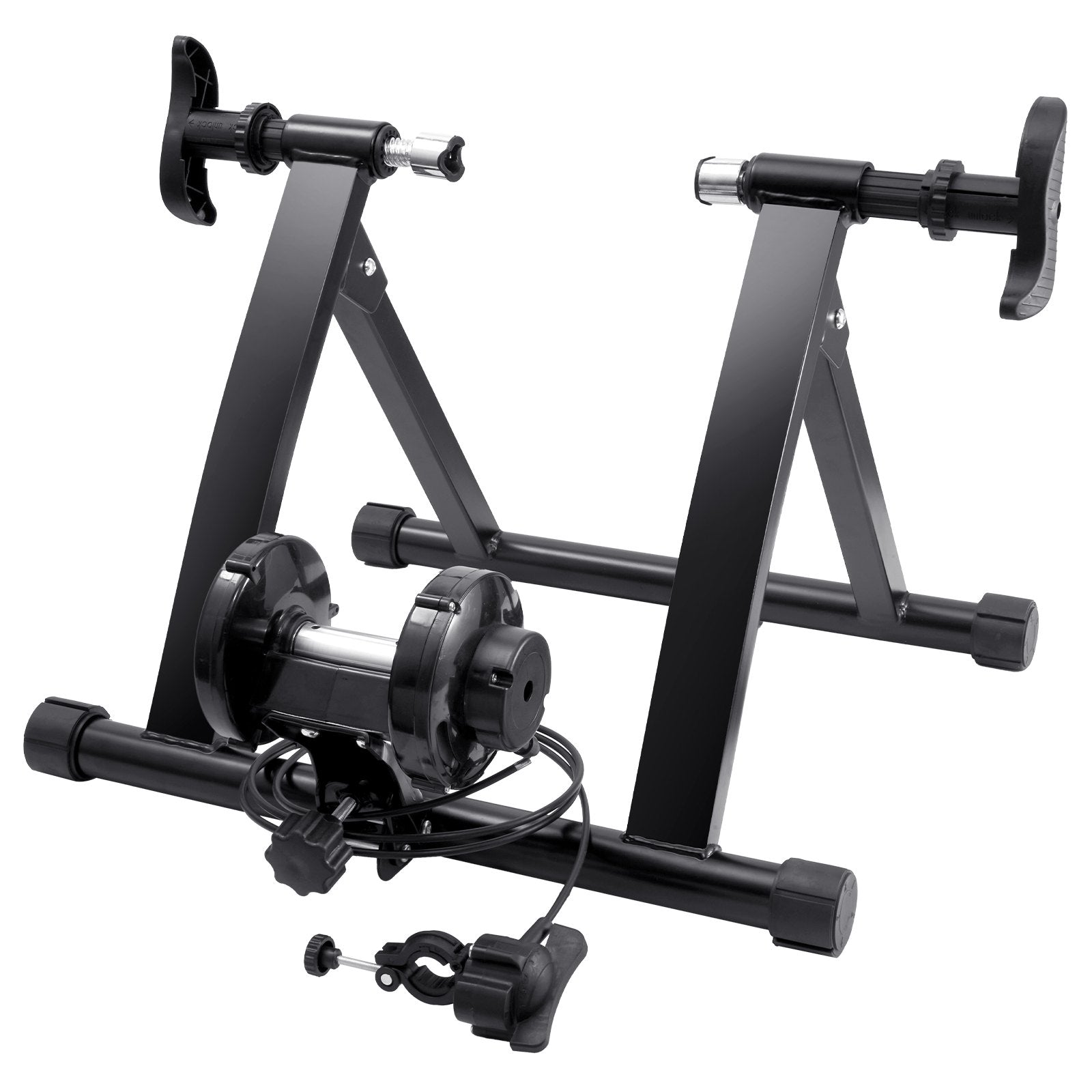 VEVOR Bike Trainer Stand, Magnetic Stationary Bike Stand for 26"-29" Wheels, 8 Resistance Settings, Low Noise Motor, Protable for Indoor Riding Exercise, with Quick-Release Lever & Front Wheel Riser 