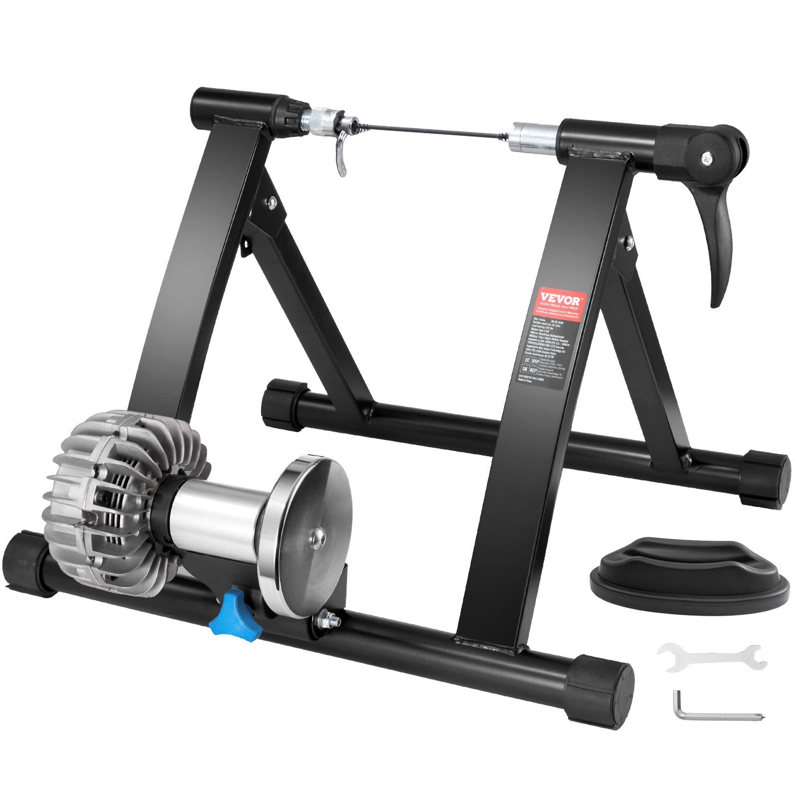 VEVOR Bike Trainer Stand, Fluid Stationary Bike Stand for 26"-29" Wheels, Noise Reduction Fluid Flywheel, Portable Cycling Stand for Indoor Riding Exercise, with Quick-Release Lever & Front Wheel Rise 