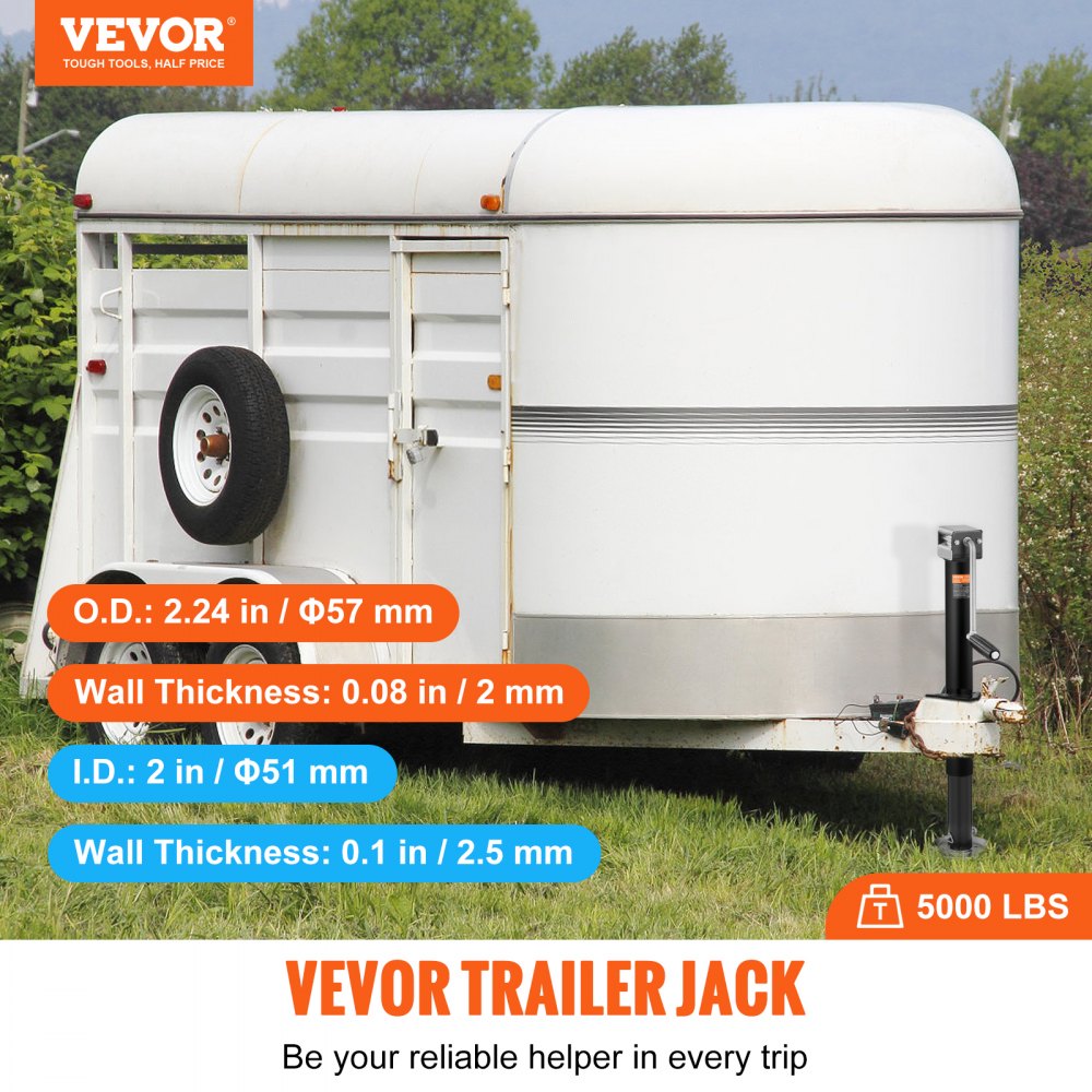VEVOR Trailer Jack, Trailer Tongue Jack A-frame Bolt on Weight Capacity 5000 lb, Trailer Jack Stand with Handle for Lifting RV Trailer, Horse Trailer, Utility Trailer, Yacht Trailer 