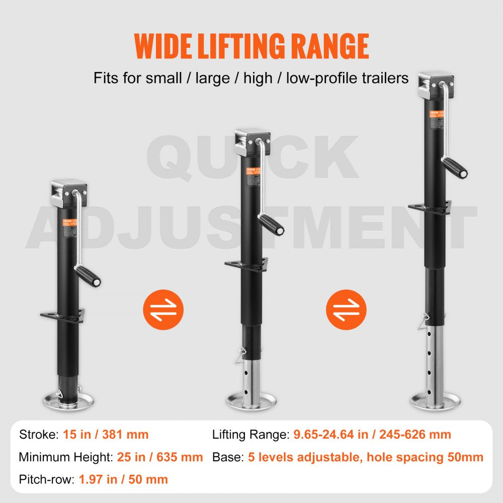 VEVOR Trailer Jack, Trailer Tongue Jack A-frame Bolt on Weight Capacity 5000 lb, Trailer Jack Stand with Handle for Lifting RV Trailer, Horse Trailer, Utility Trailer, Yacht Trailer 