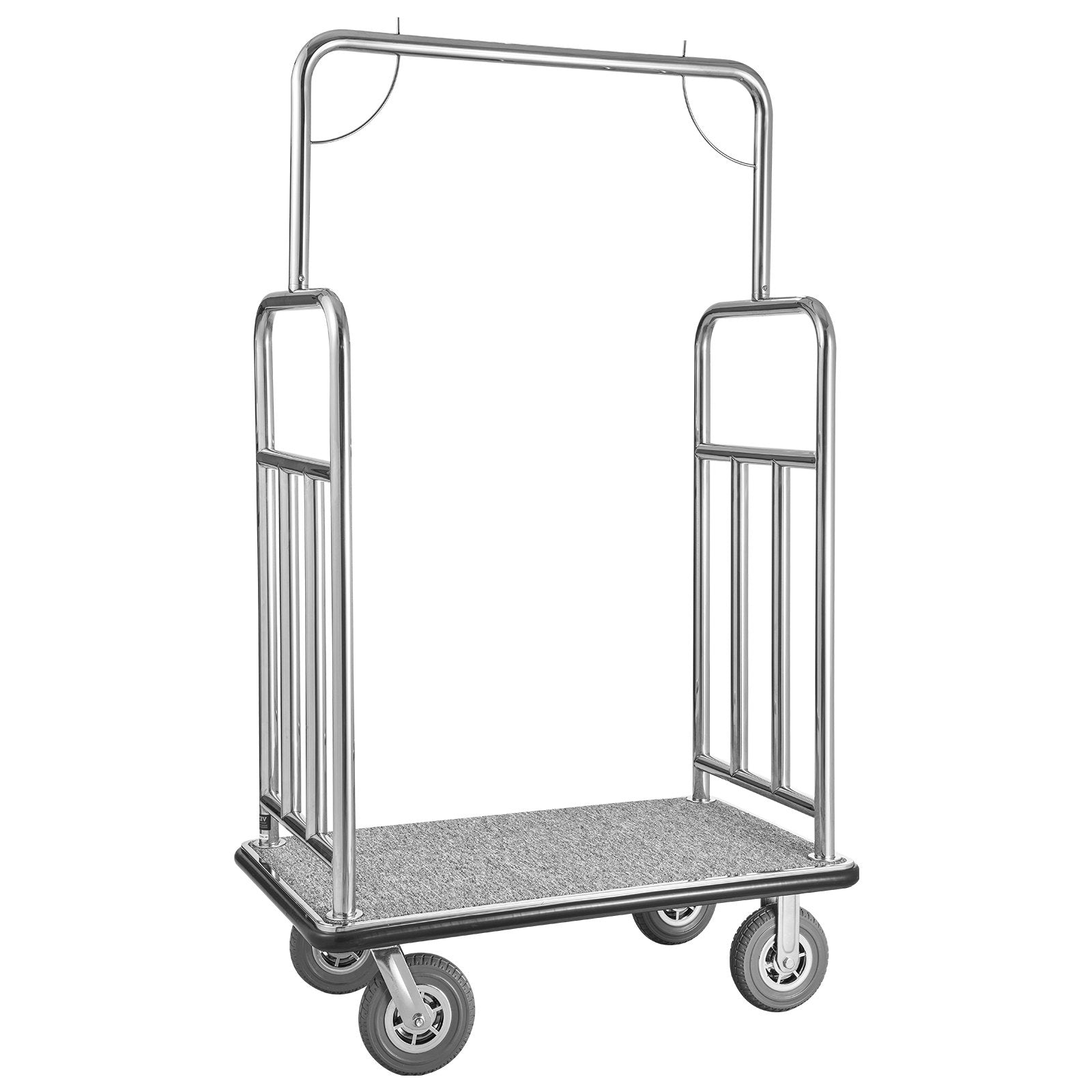 VEVOR Hotel Luggage Cart 1200 LBS Brushed Stainless Steel Finish Bellman's Cart 