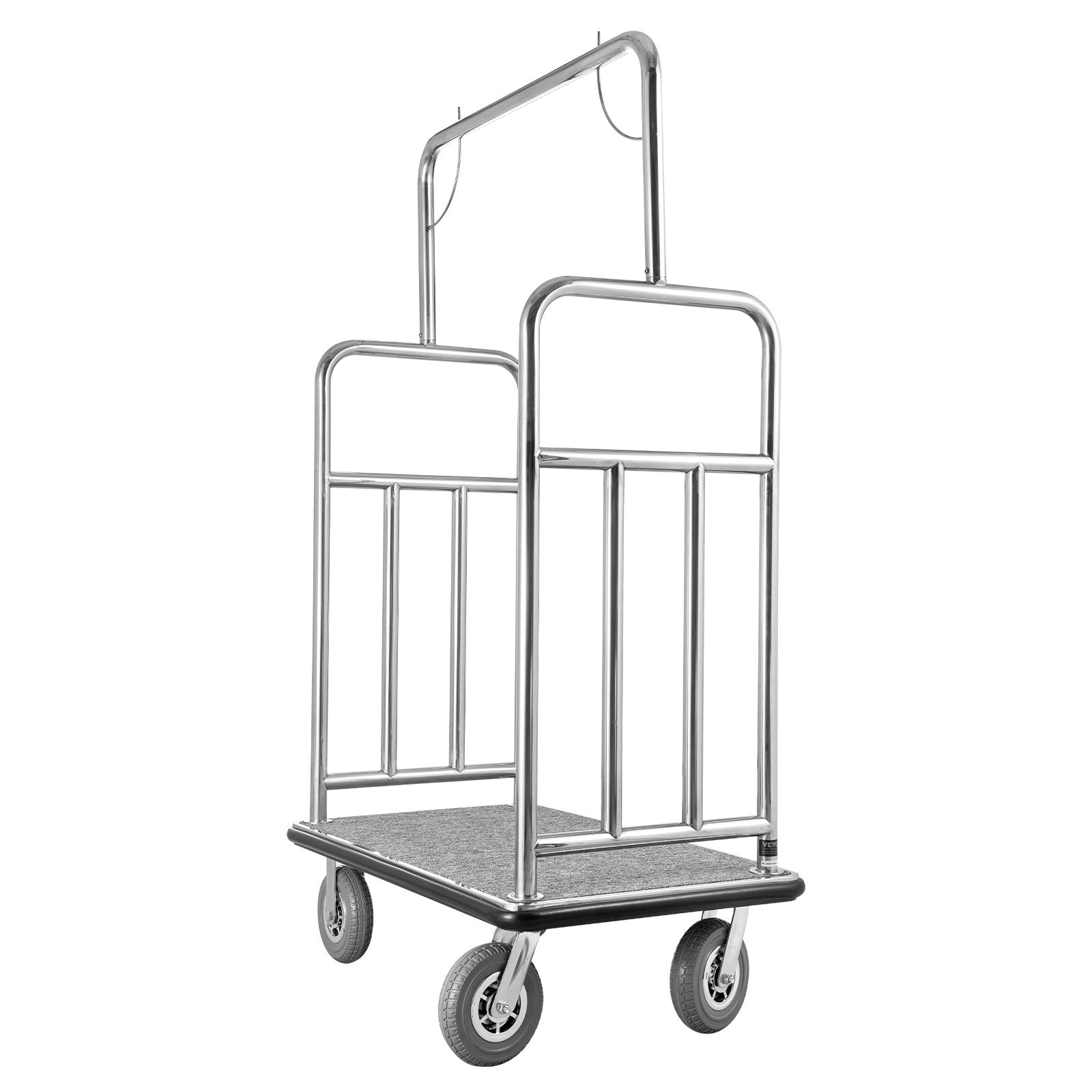 VEVOR Hotel Luggage Cart 1200 LBS Brushed Stainless Steel Finish Bellman's Cart 