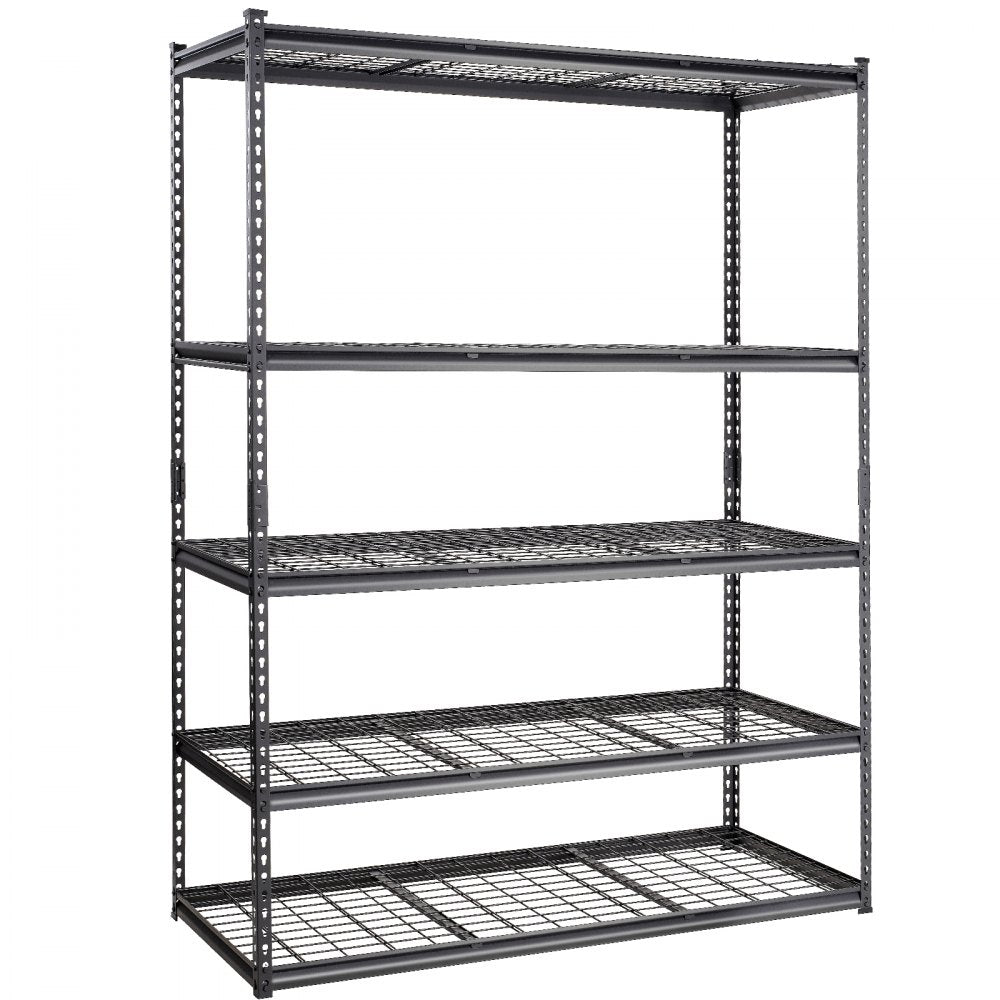 VEVOR Storage Shelving Unit, 5-Tier Adjustable, 2000 lbs Capacity, Heavy Duty Garage Shelves Metal Organizer Wire Rack, Black, 60" L x 24" W x 78" H for Kitchen Pantry Basement Bathroom Laundry Closet 
