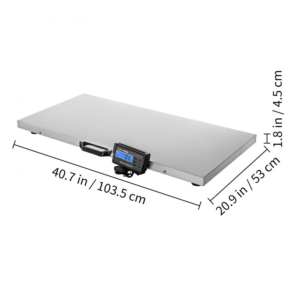 VEVOR 1100Lbs x 0.2Lbs Digital Livestock Scale Large Pet Vet Scale Stainless Steel Platform Electronic Postal Shipping Scale Heavy Duty Large Dog Hog Sheep Goat Pig Sheep Scale 