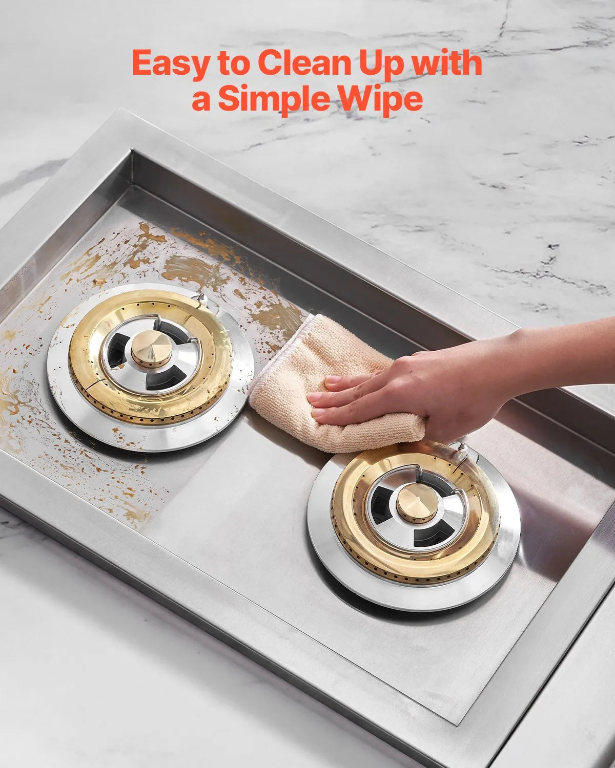 VEVOR Double Grilling Side Burners, 2 x 17,000BTU Liquid Propane Side Burner for Outdoor Kitchen, Convertible to Natural Gas, 304 Stainless Steel Built-in Double Burners with LED for BBQ Grill Island 