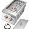 VEVOR Double Grilling Side Burners, 2 x 17,000BTU Liquid Propane Side Burner for Outdoor Kitchen, Convertible to Natural Gas, 304 Stainless Steel Built-in Double Burners with LED for BBQ Grill Island