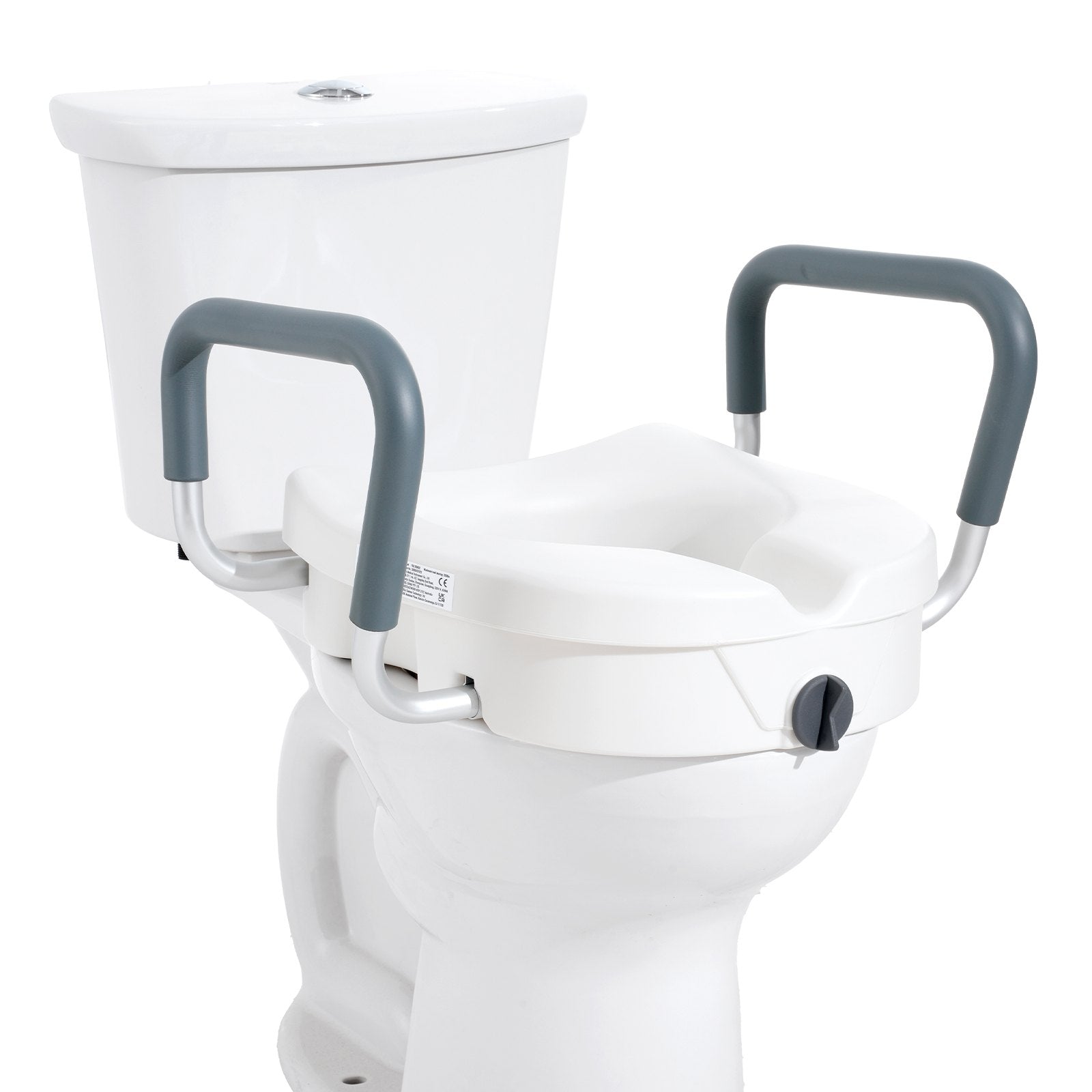 VEVOR Raised Toilet Seat, 5" Height Raised, 350 lbs Weight Capacity, for Round and Elongated Toilet, Twist Lock Installation,19.1" - 21.7" Adjustable Width, for Elderly, Handicap, Patient, Pregnant, M 